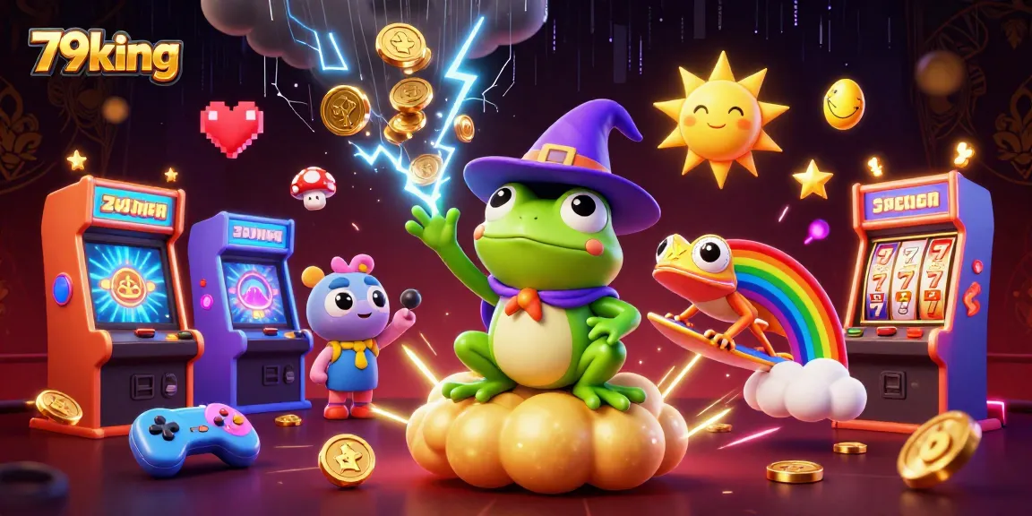 Experience the thrill of 79king with this dynamic illustration showcasing bonus games and jackpots.