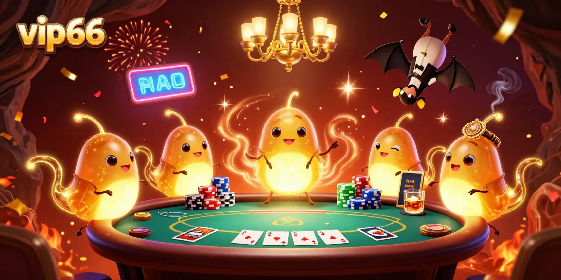 Experience thrilling poker action at vip66 with glowworms lighting up a colorful casino scene.