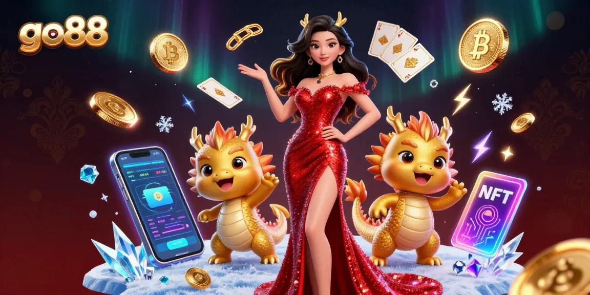 Join the excitement at go88 with a stunning Asian beauty and a playful dragon in a vibrant casino atmosphere.