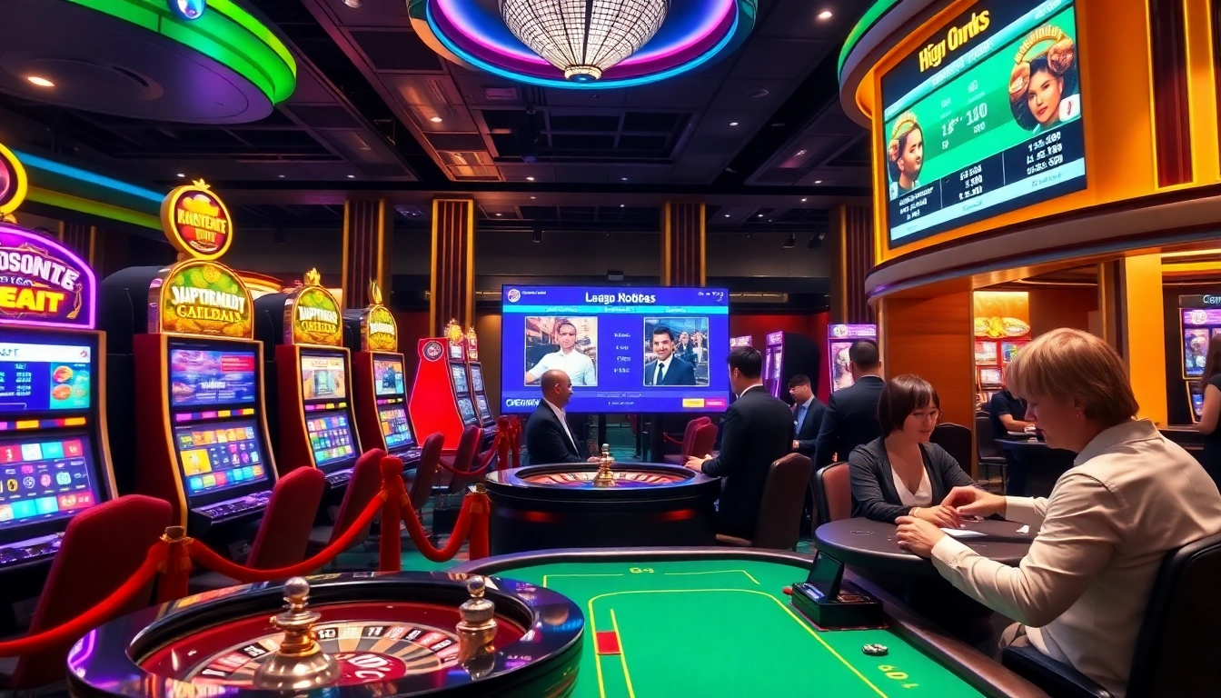 Experience thrilling gambling action with lương sơn tv showcasing poker and slot machines.