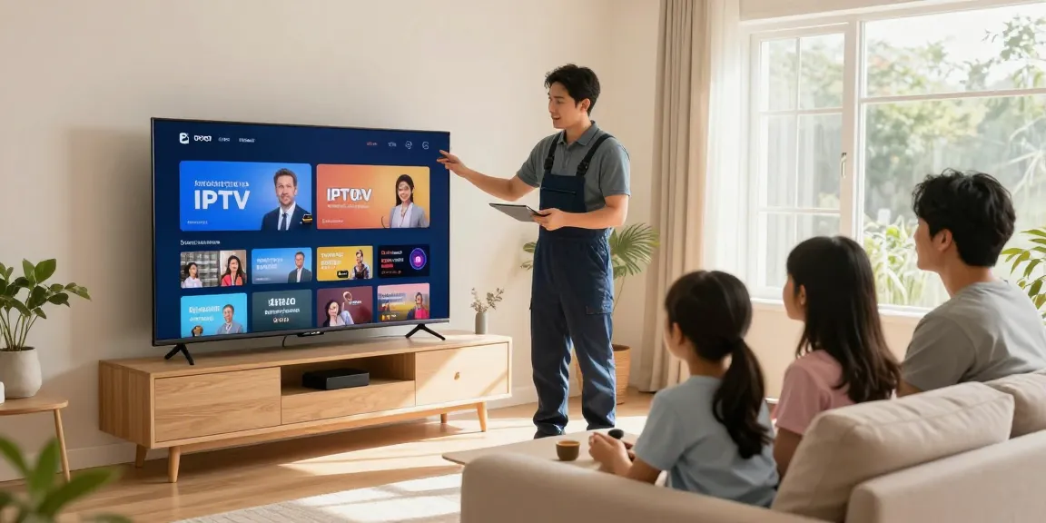 Trusted IPTV Service provider helping a family set up their streaming solution in a local home.