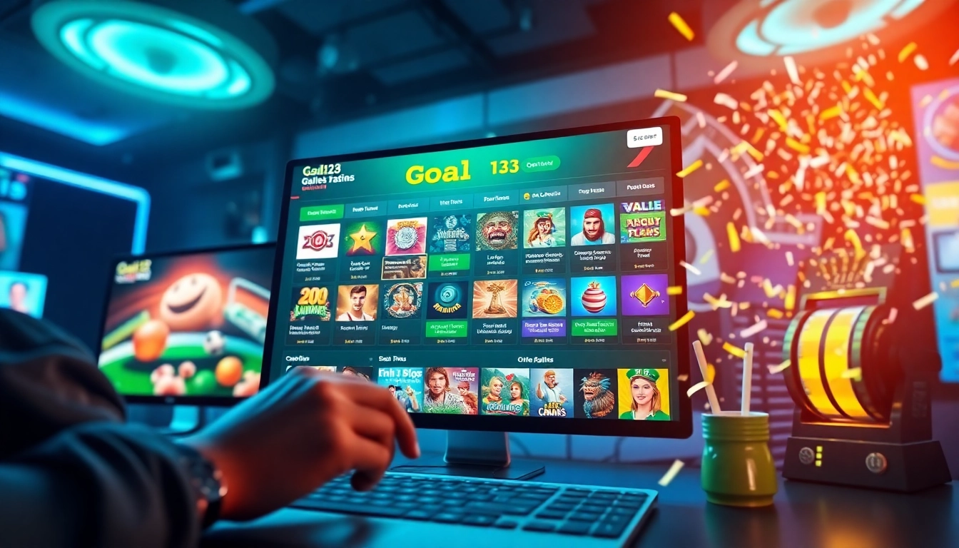 Goal123 exciting online gaming platform with vibrant interfaces showcasing sports betting and casino games.