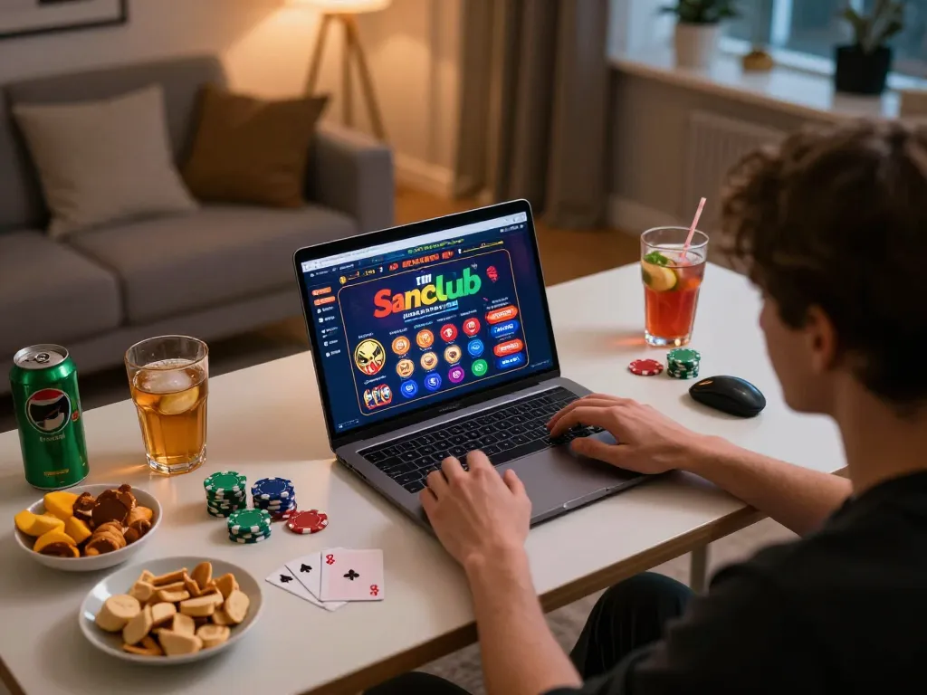 Engaging online gaming session at Sanclub featuring a player immersed in strategy and fun