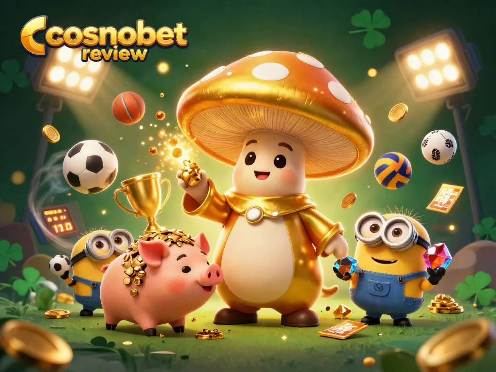 Experience the thrill of gaming in this vibrant cosmobet review illustration showcasing magical characters and sports elements.