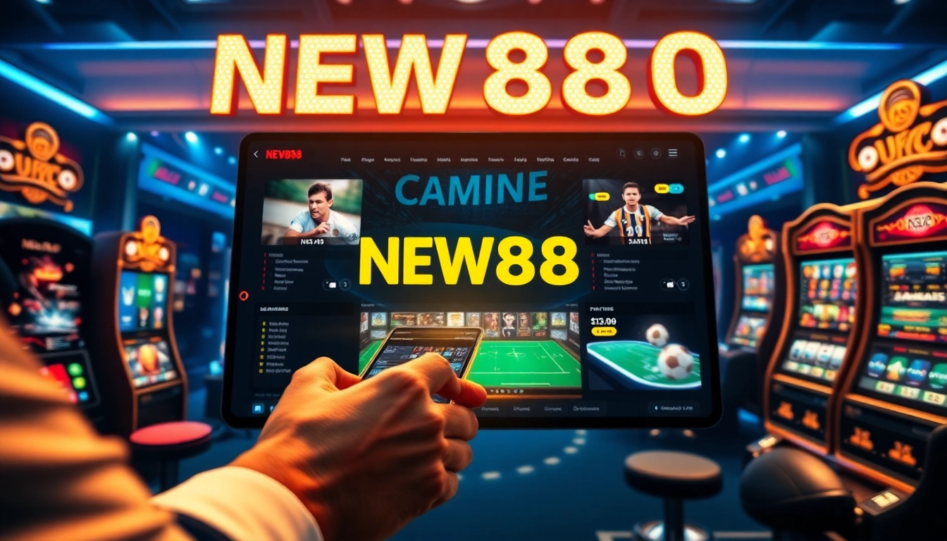 Engaging scene of online betting on new88go.com, showcasing diverse games and a luxury interface.