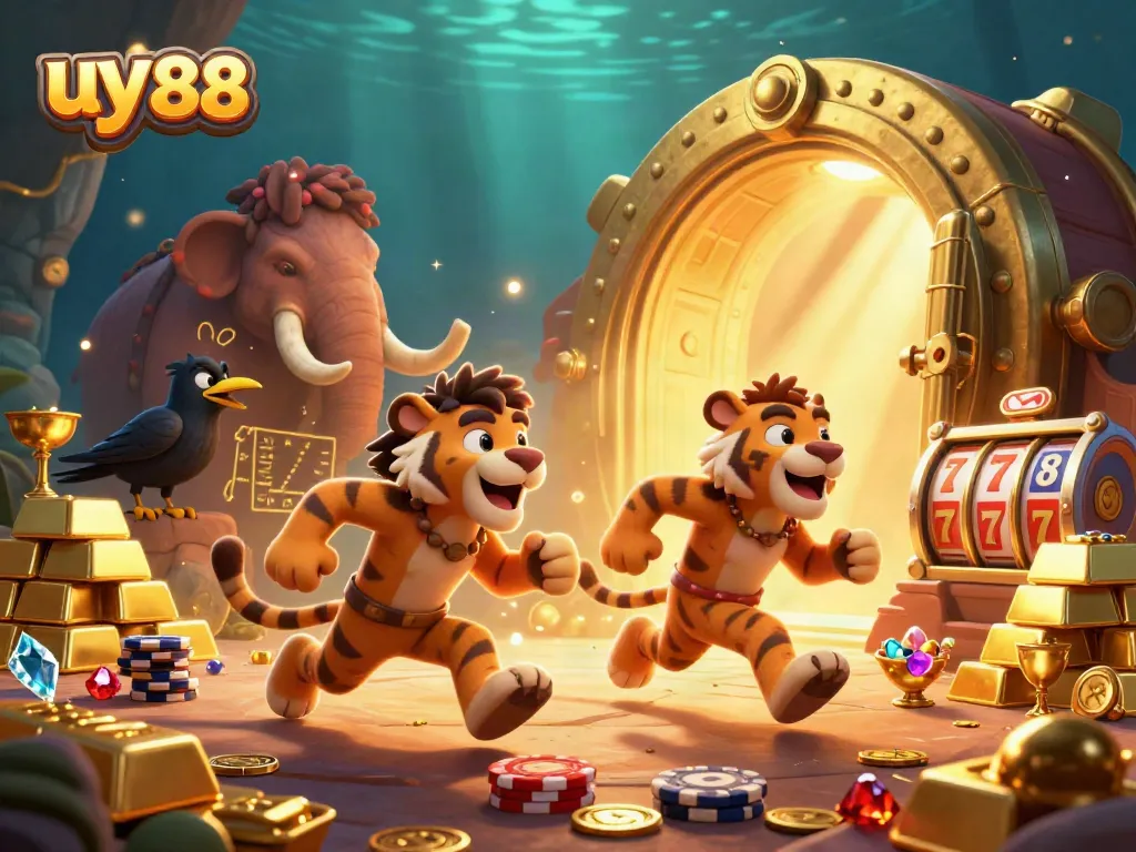 Experience thrilling games at uy 88 with casino-themed illustrations capturing excitement.