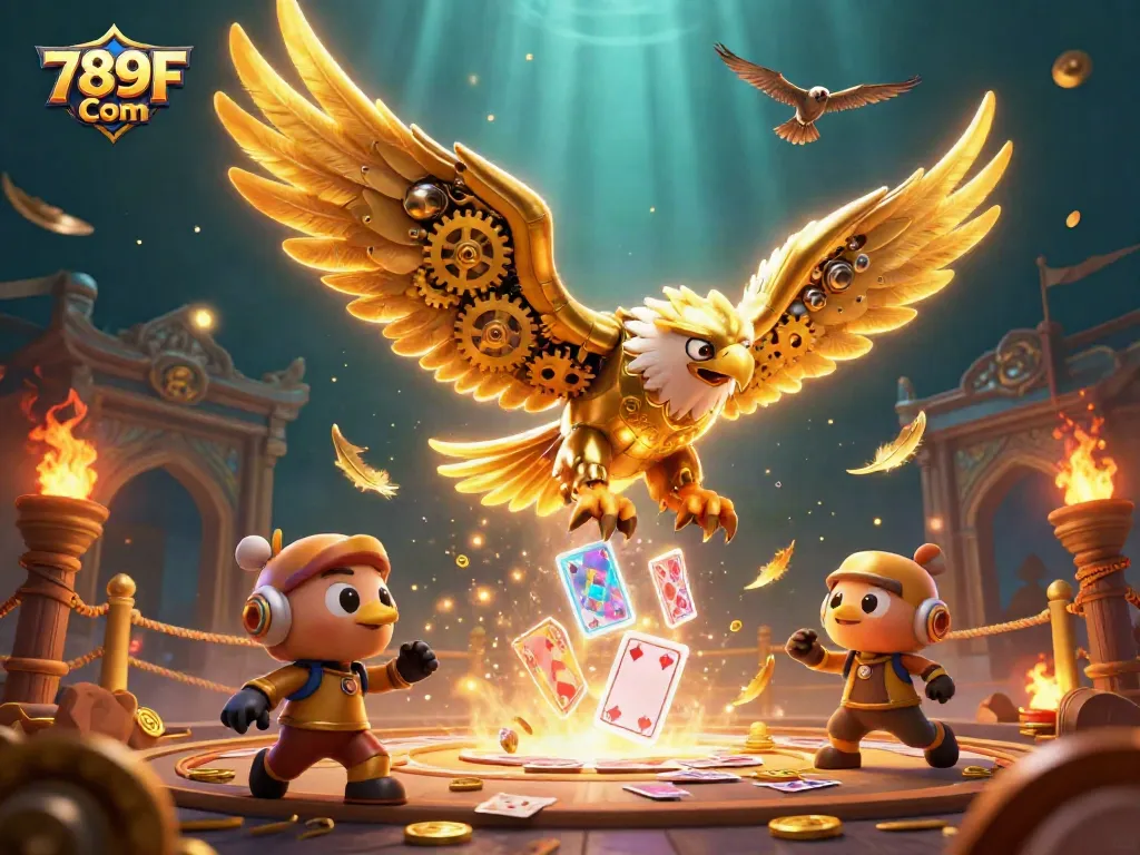 Engage in immersive gaming with 789F Com in a vibrant 3D casino world of dynamic characters.