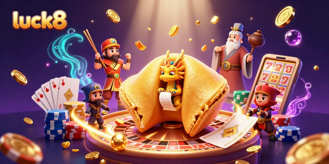 Experience winning thrills at luck8 with 3D casino fun, showcasing engaging elements like golden coins and vibrant games.