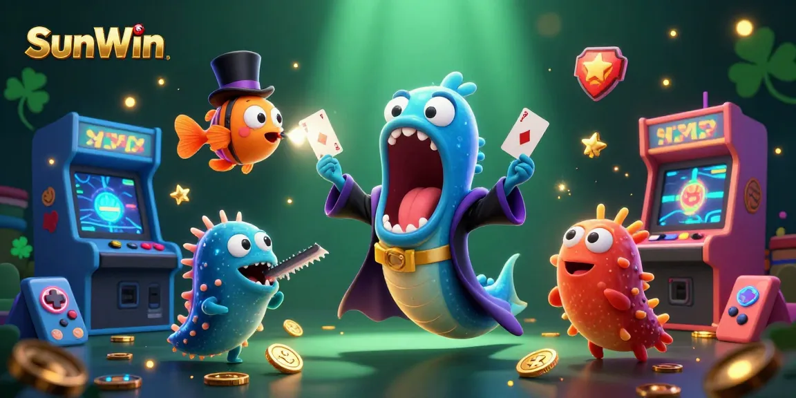 Experience thrilling card tricks in this vibrant Casino-themed SunWin illustration.