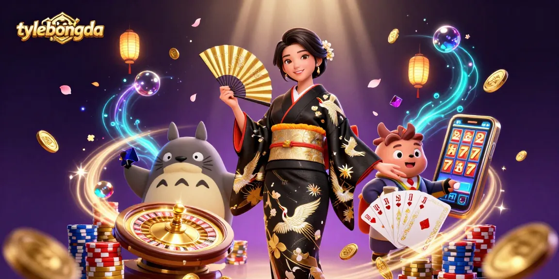 Engage with tylebongda's lively gambling scene featuring an elegant Asian woman and vibrant casino elements.