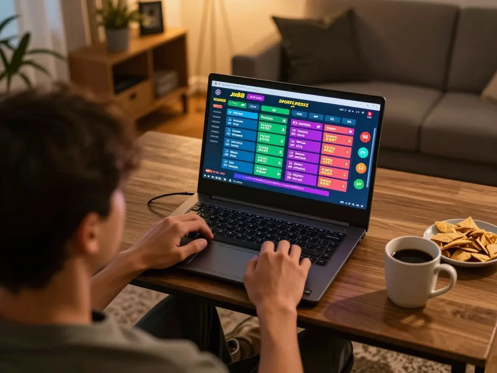 Engaging online sports betting experience at Jun88 with a user focused on gameplay.