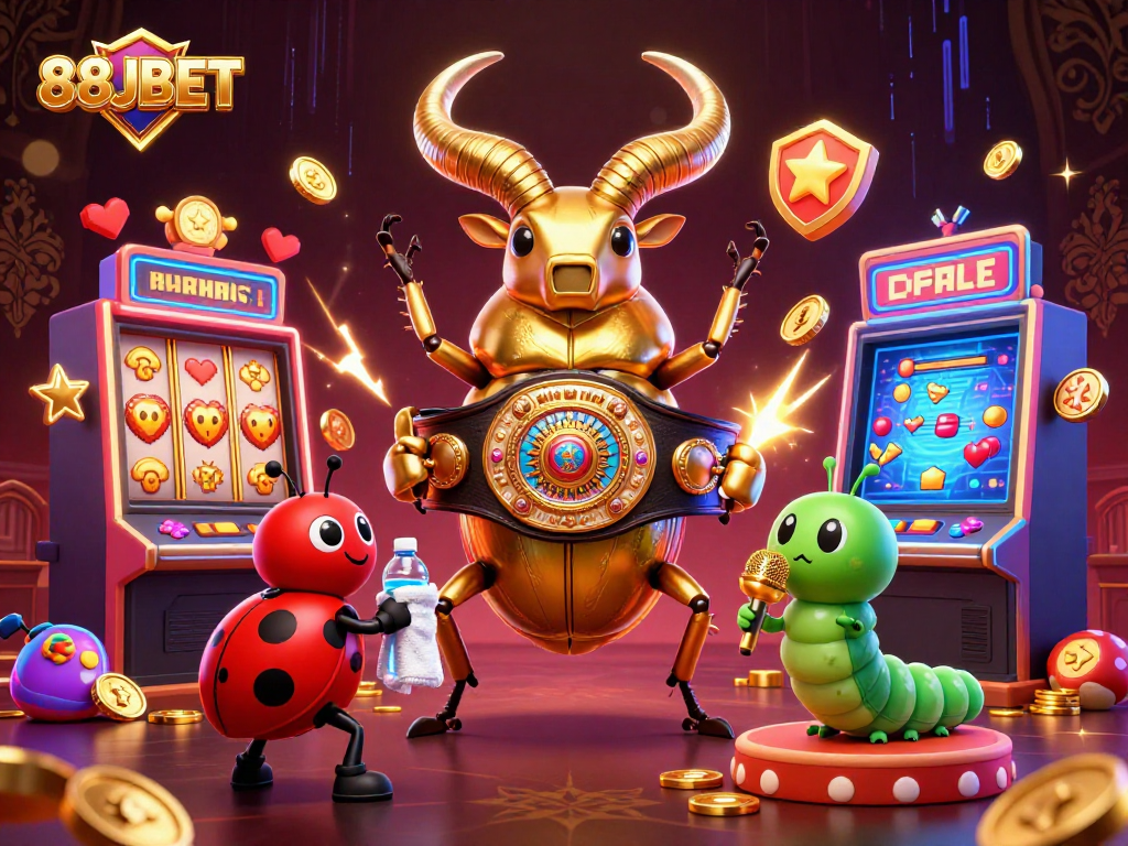 Engage with 88JBET's thrilling game environment featuring colorful slots and competitive characters.
