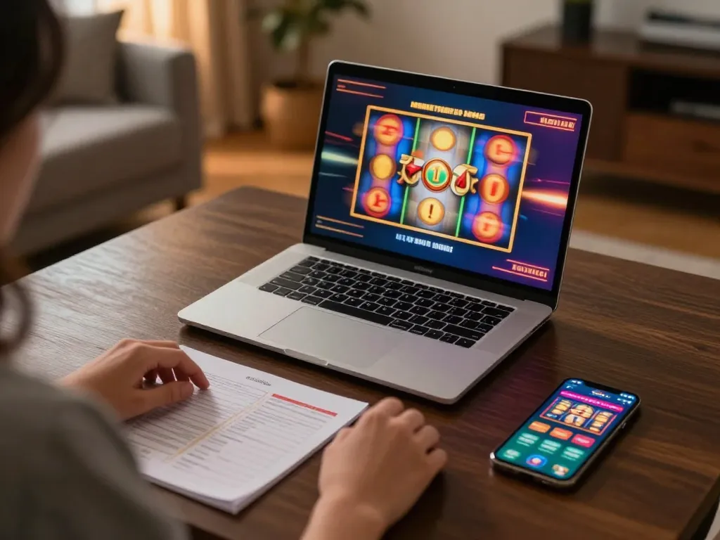 Engaging online casino gaming setup with open88ss platform displayed on laptop screen.