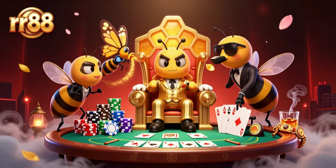 Experience rr88's thrilling casino atmosphere with a bumblebee mob boss at the poker table.