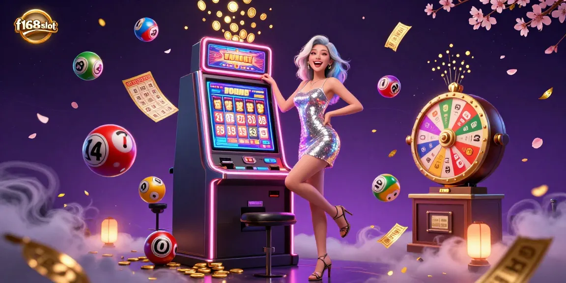 Celebrate jackpot wins at f168slot with vibrant casino scenes featuring exciting gaming elements.