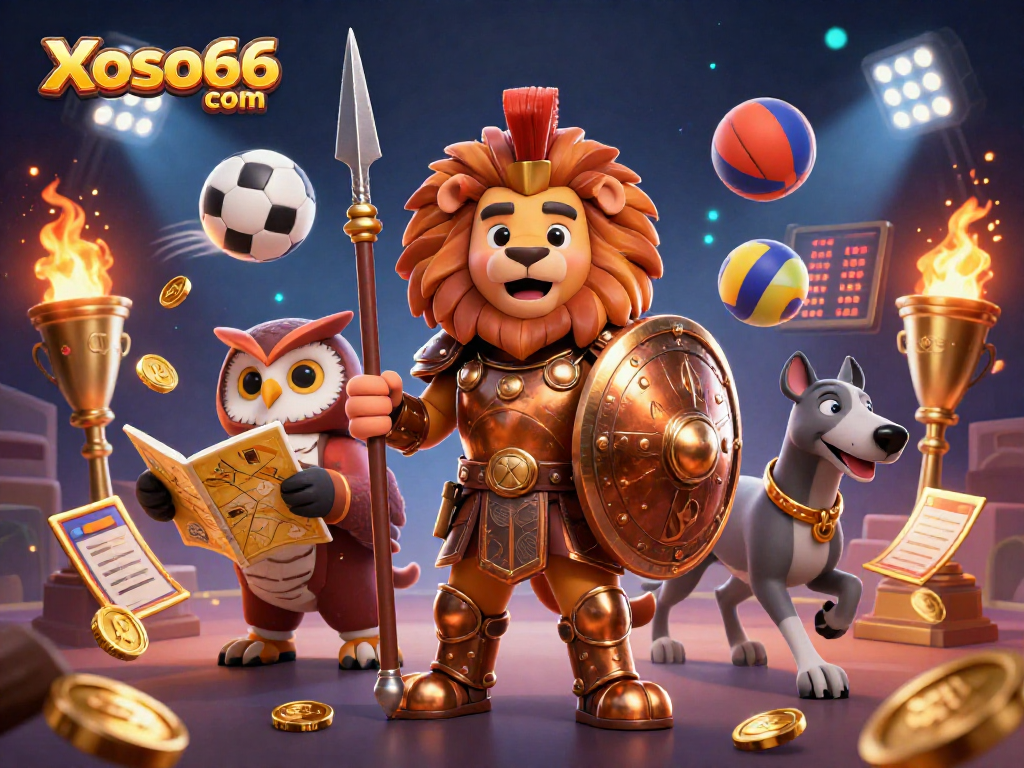 Xoso66 com showcases engaging gaming experiences with dynamic sports elements and vibrant characters.