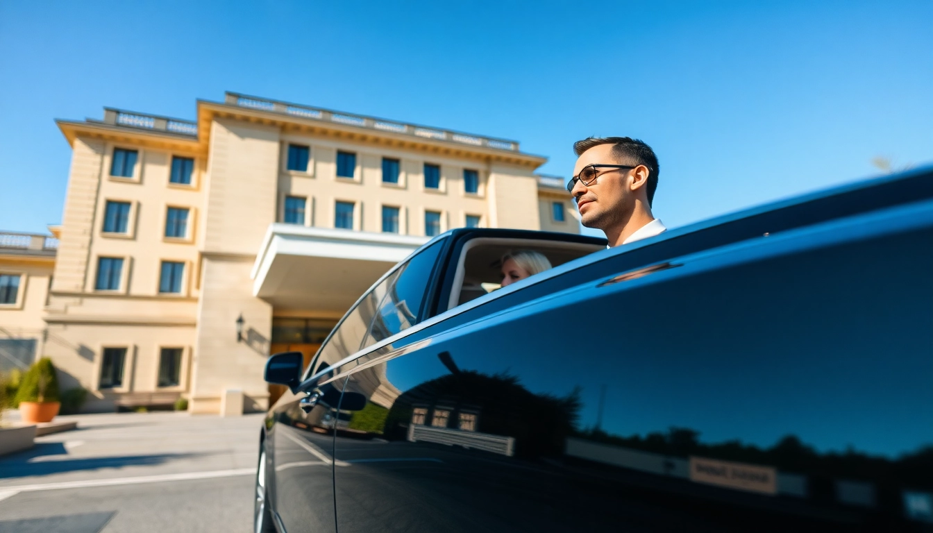 Experience luxury with Chauffeur Services Nottingham by a professional driver at a high-end hotel.