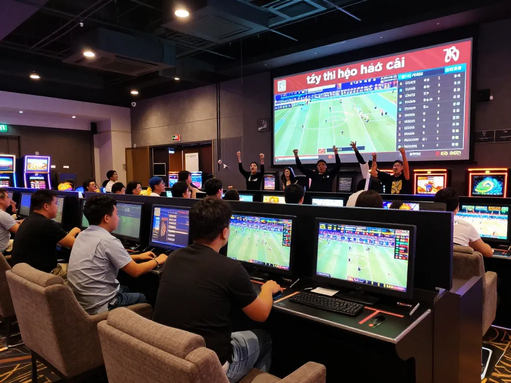 Tỷ lệ kèo nhà cái and live sports action displayed in a lively betting lounge