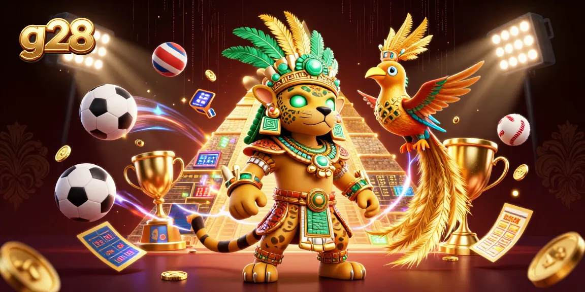 Engage in g28 sports betting with vibrant 3D Mayan figures and dynamic gaming elements.