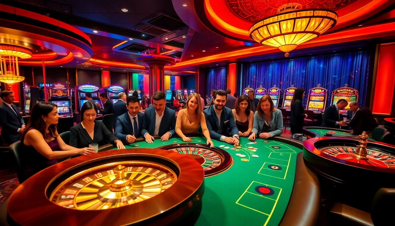 Experience the glamour of 99ok casino with players engaging at thrilling poker tables.