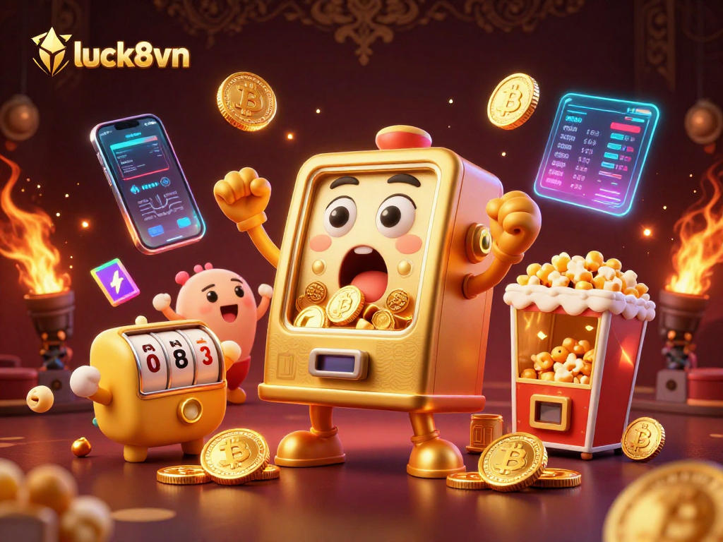 Experience the excitement of winning with luck8vn as a golden slot machine hits a jackpot!