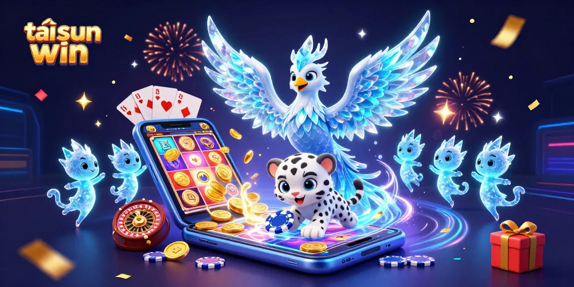 Engage in exciting gameplay and win rewards with tải sun win; featuring a colorful ice phoenix and lively casino elements.