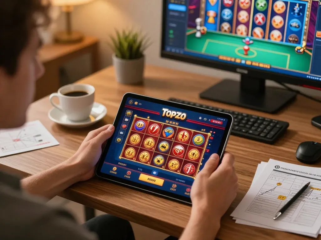 Player enjoying competitive gaming on Topzo app, immersed in online casino action