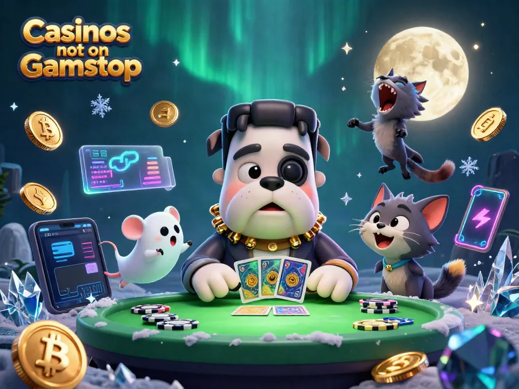 Engage in thrilling gameplay at Casinos not on Gamstop with vibrant characters and crypto elements.