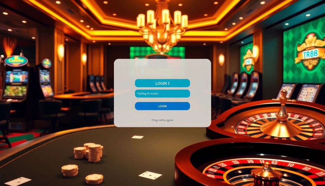 Engaging scene showing players logging into đăng nhập TR88 at a luxurious casino setting.