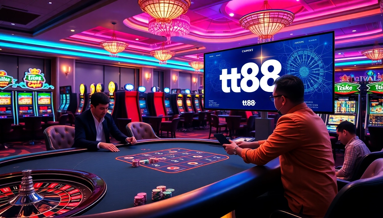 Players engaging in high-stakes poker at a luxurious tt88 casino table.