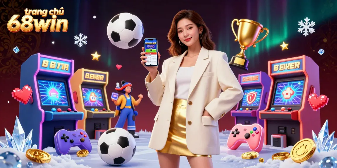 Place bets at trang chủ 68win while enjoying a dynamic and vibrant casino atmosphere illustrated in 3D.