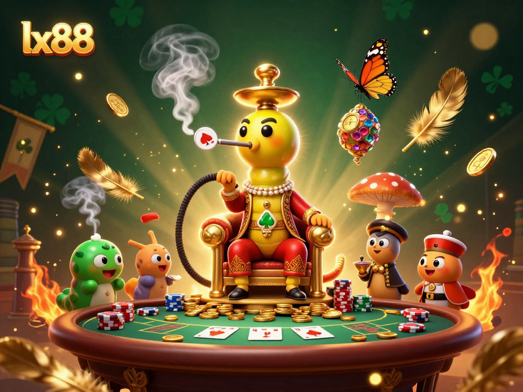 Engage in strategic poker gameplay with lx88’s vibrant casino illustration.