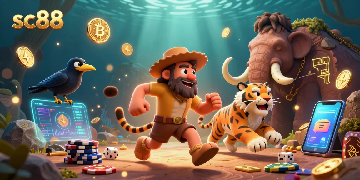 Engage with SC88, a vibrant prehistoric casino with dynamic caveman and sabertooth tiger characters.