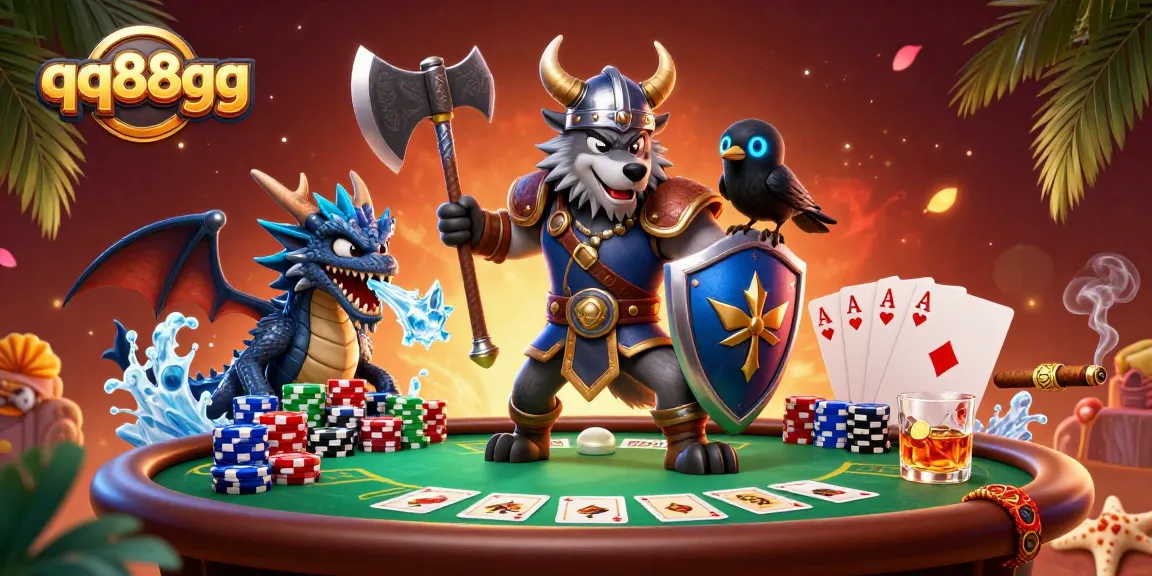 Engaging scene with 3D characters from qq88gg at a poker table, highlighting gambling excitement.