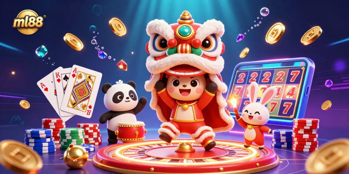 Experience the thrill at ml88 with vibrant casino characters and dazzling slot action.