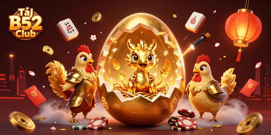Tải B52 Club and engage with the baby dragon amidst poker chips and casino elements, creating an immersive gambling experience.