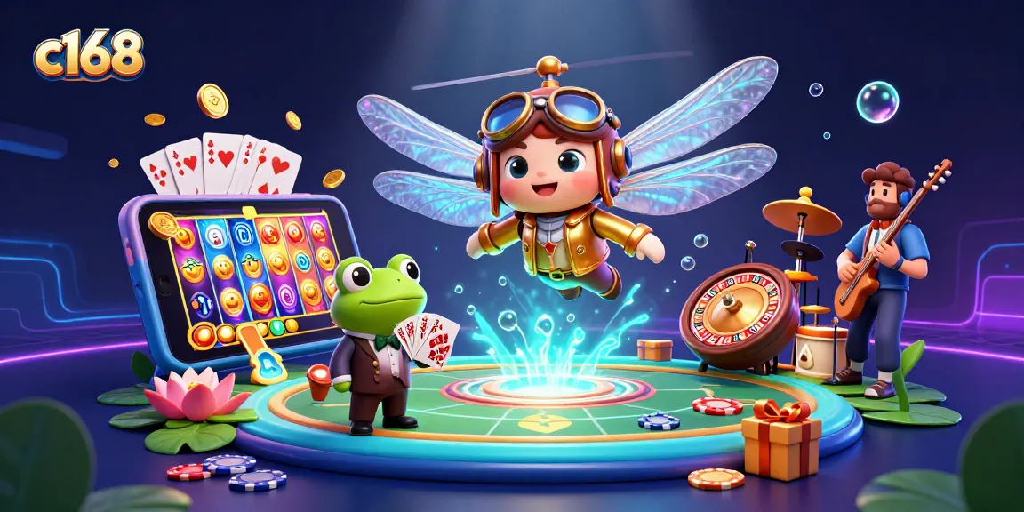Experience thrilling games at c168 with a lively dragonfly pilot, frog croupier, and jazz crickets.