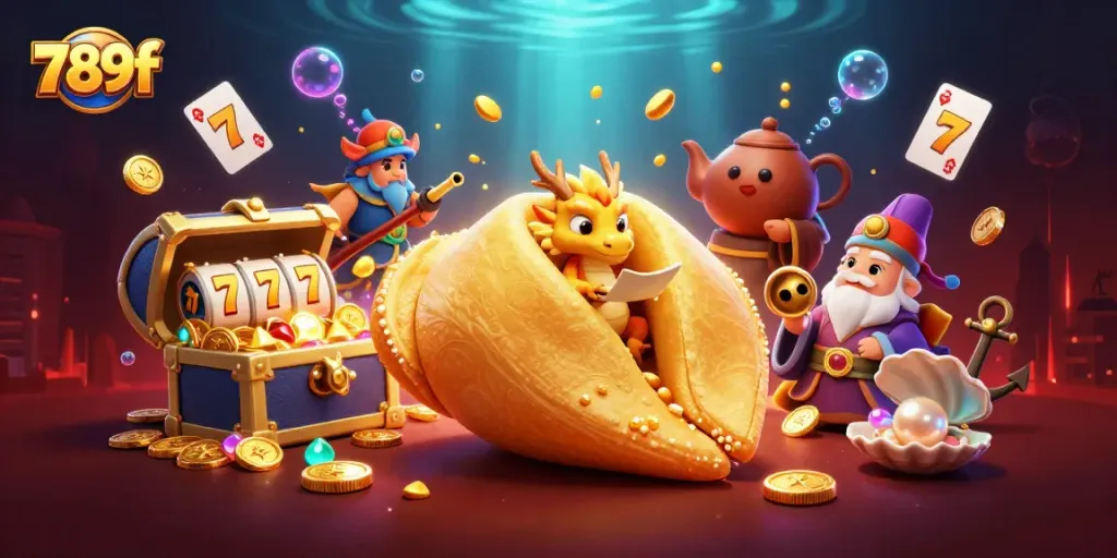 Experience the excitement of 789f with a golden fortune and dynamic casino elements in a vibrant scene.