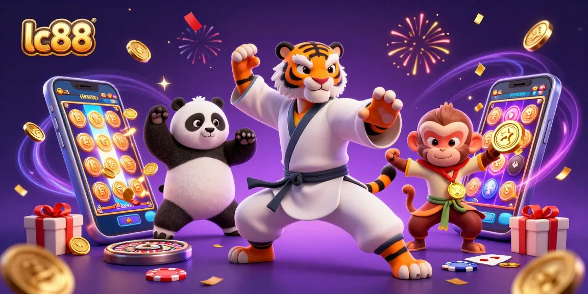 Experience thrilling action at lc88 with a colorful slot game as smart characters engage in fun-filled gambling.