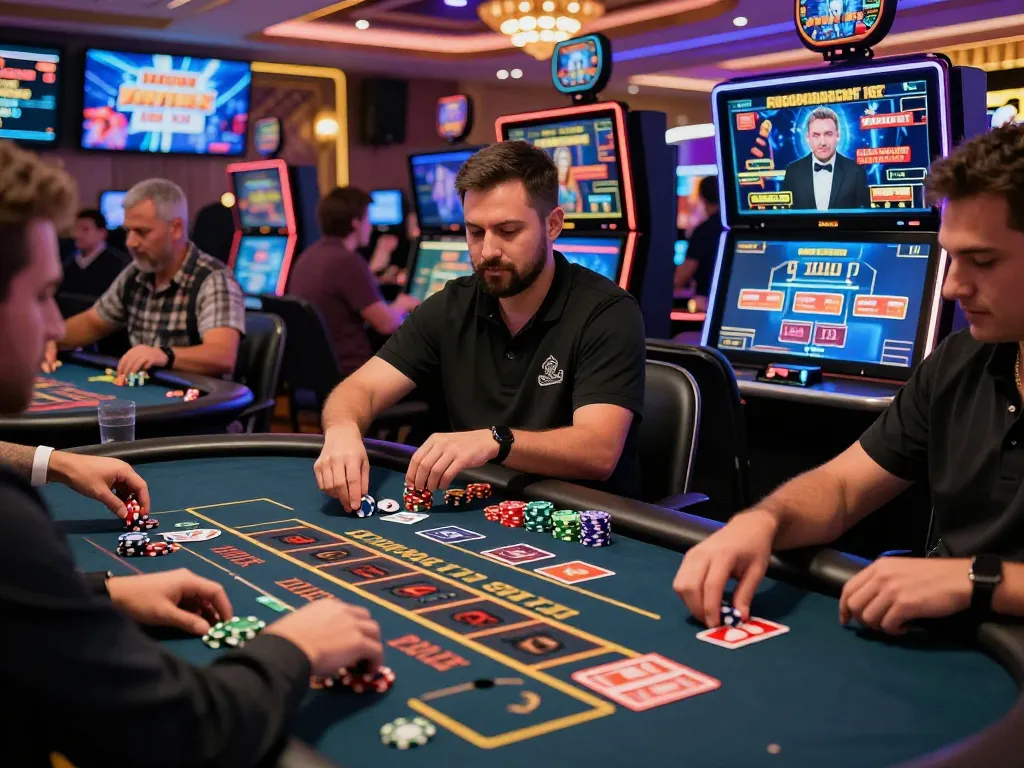 Exciting virtual casino scene showcasing bomwin online gaming interaction