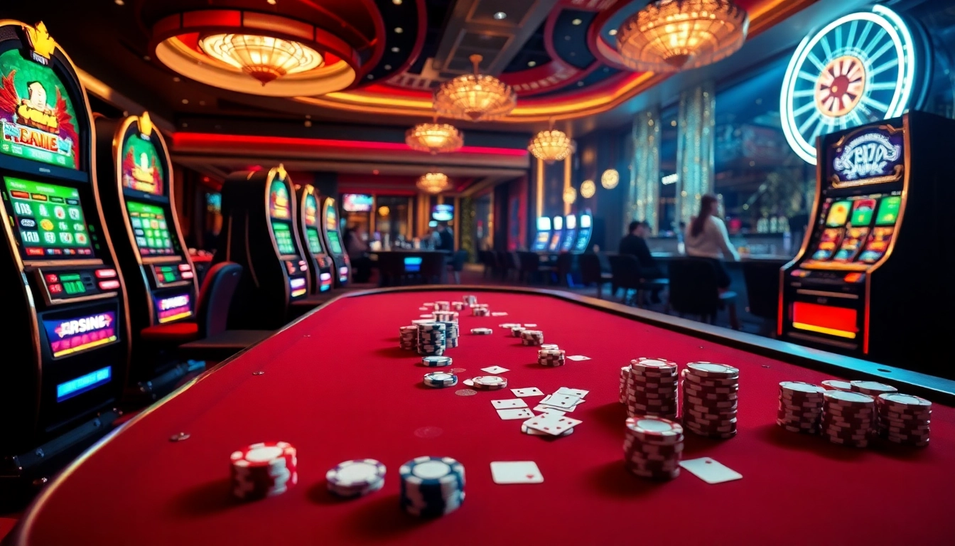 Engage in the thrilling RR88 game experience with poker chips and casino tables teeming with excitement.