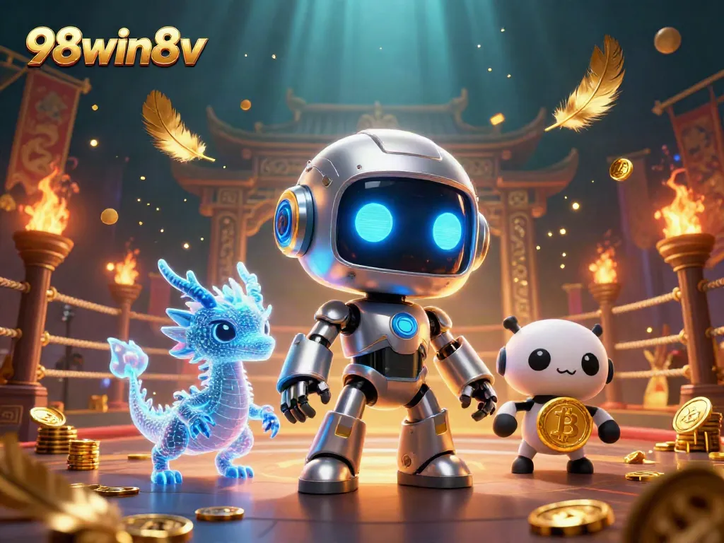 Engage with the thrilling world of 98win8v through an ultra-detailed cyberpunk casino illustration showcasing dynamic gaming elements.