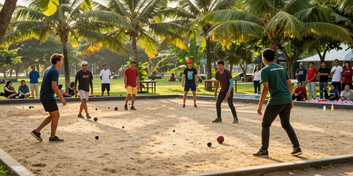Engaged players at a petanque match, highlighting community spirit at fopikotamakassar.org.