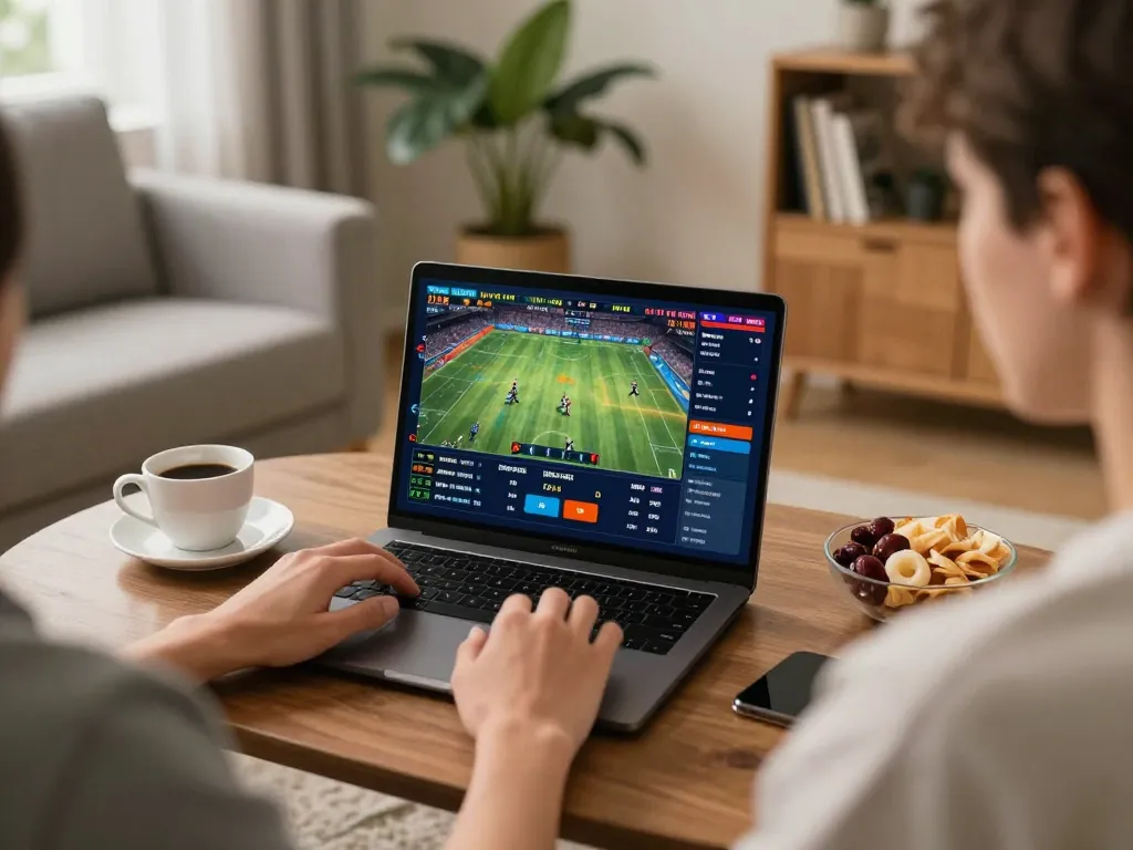 BONGDASO live sports betting setup showcasing a player placing bets on multiple screens.