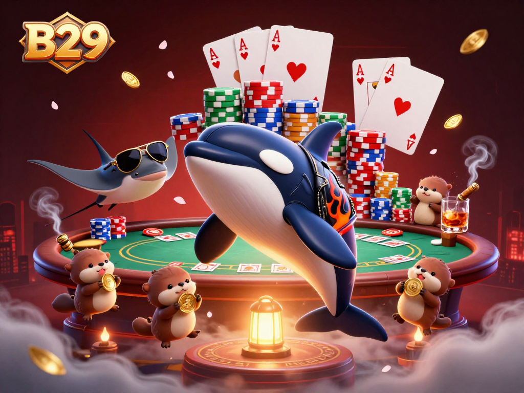 B29 brings excitement with a playful orca and friends in a vibrant casino scene