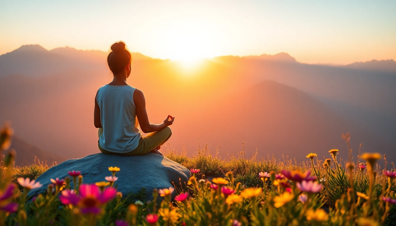 Meditating for mental wellness on a mountain, embracing tranquility and nature's beauty.