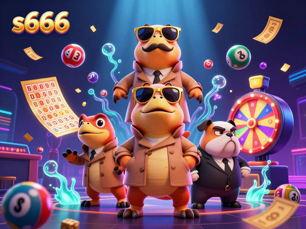 Experience the excitement of s666 casino with dynamic lottery elements and cartoon raptors in action.