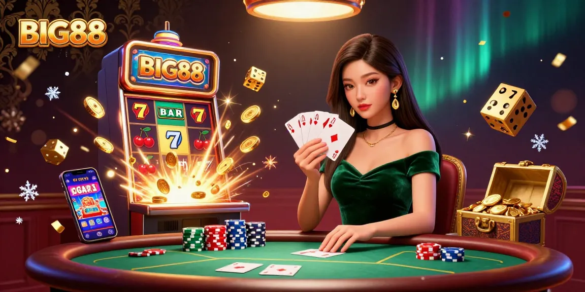 Experience excitement in BIG88's vibrant casino with stunning visuals of gameplay elements.
