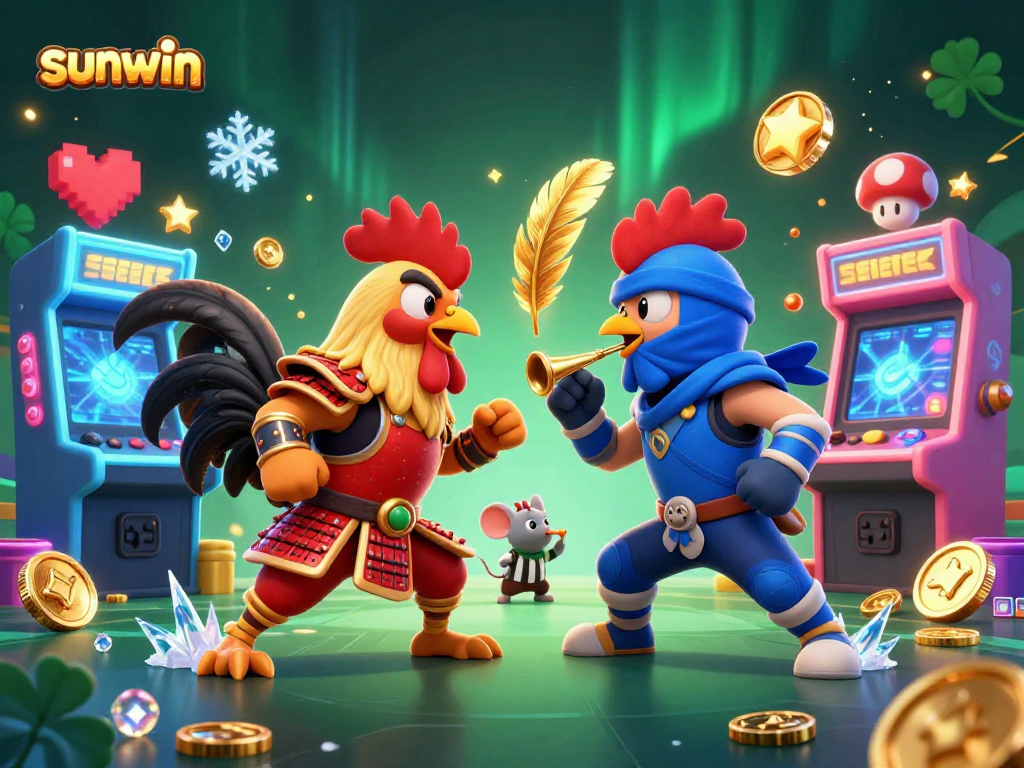 Experience the thrilling standoff of samurai and ninja roosters in the exciting sunwin casino.