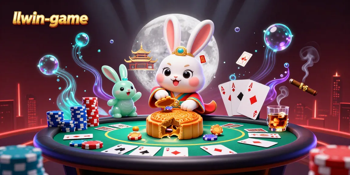 Experience excitement with llwin-game poker chips revealed by a moon rabbit's mooncake.